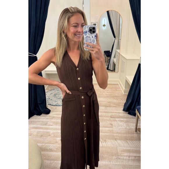 NEW KARINA GRIMALDI valeria knit maxi dress in chocolate brown - Picture 3 of 3